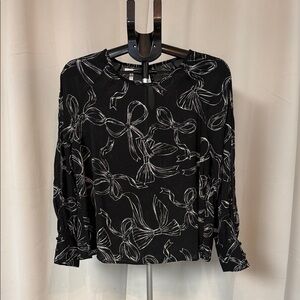 Maurices Black and White Bow Pattern Blouse